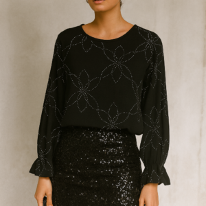 Blusa Elegancia Floral con Brillos