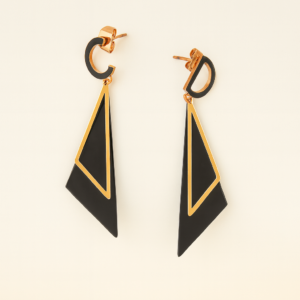 Aretes Geométricos Negro & Oro  Estilo Vanguardista
