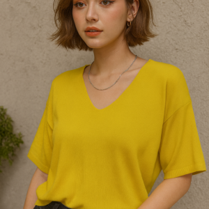 Suéter Oversize de Punto con Escote en V y Manga Amplia