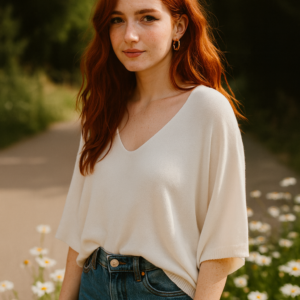 Blusa Oversize de Punto con Escote en V