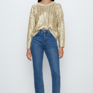 Jersey Dorado Metalizado con Diseño Trenzado