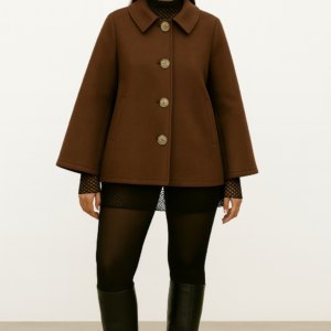 Abrigo Marrón de Corte A con Botones Dorados