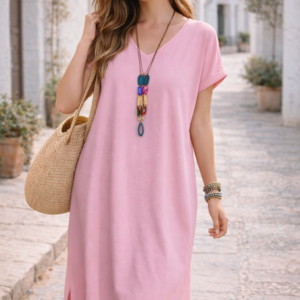 Vestido Midi Casual de Verano con Escote en V