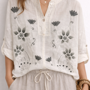 Blusa Boho Bordada Floral de Verano
