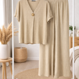 Conjunto Elegante de Dos Piezas con Blusa y Pantalon Largo